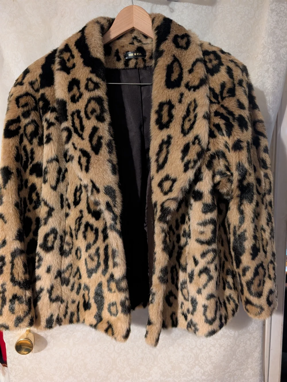 Faux Fur Leopard Car Coat Vintage? Silky Lining - Picture 2 of 16